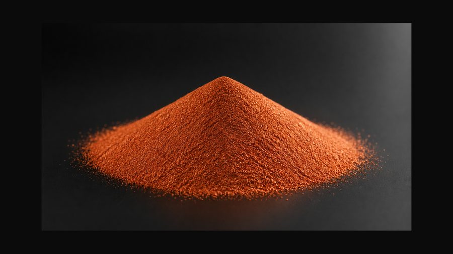 Macro view of copper powder mound