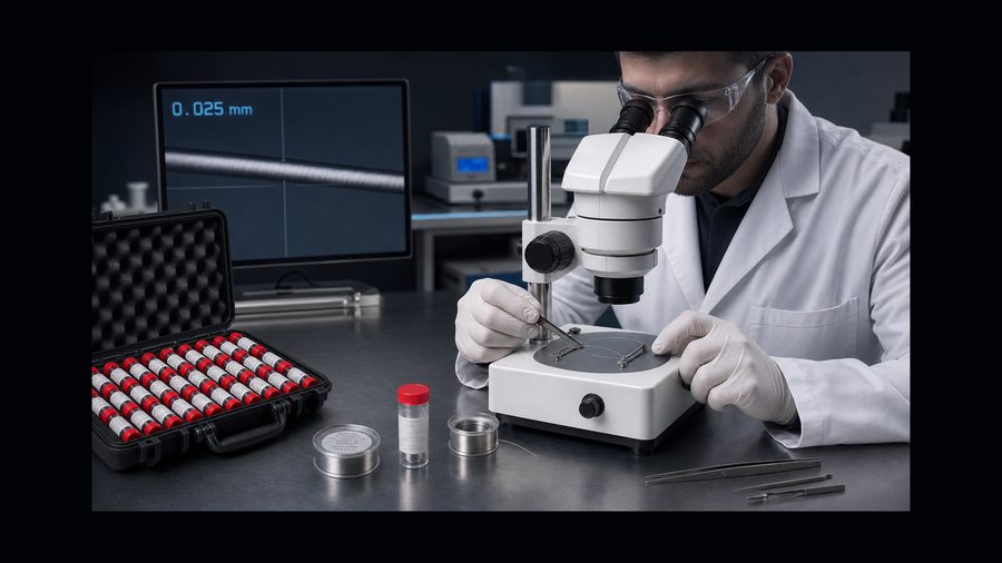 Microscopic inspection of nickel wire